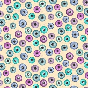 Ditsy Eyes Small (cream,pink,blue,green)