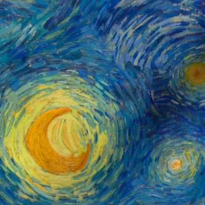 starry, starry night sky - bright colors (large 24" x 28.8" repeat)