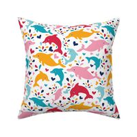 Colorful dolphins pattern