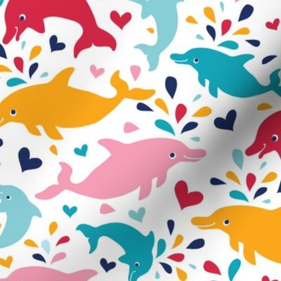 Colorful dolphins pattern