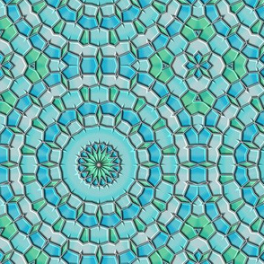 Blue Geen Circular Flower Mosaic © Gingezel™ 2014
