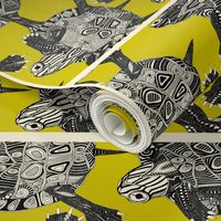 turtle party citron tea towel