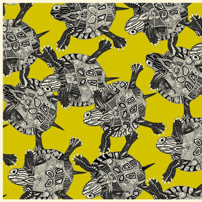 turtle party citron tea towel