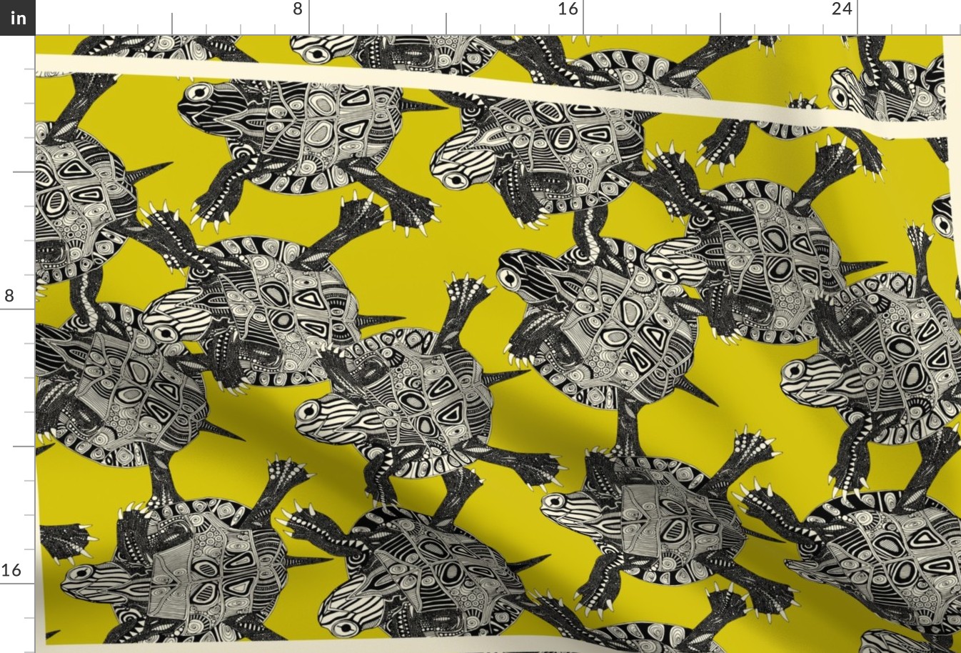 turtle party citron tea towel