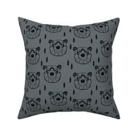 bear head // geometric bear head charcoal grey bears design andrea lauren fabric nursery design nursery fabric