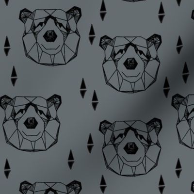 bear head // geometric bear head charcoal grey bears design andrea lauren fabric nursery design nursery fabric