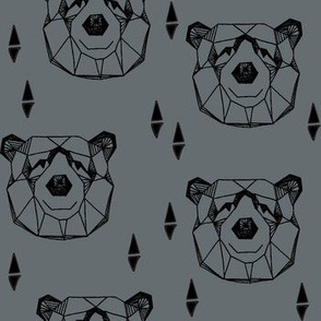 bear head // geometric bear head charcoal grey bears design andrea lauren fabric nursery design nursery fabric