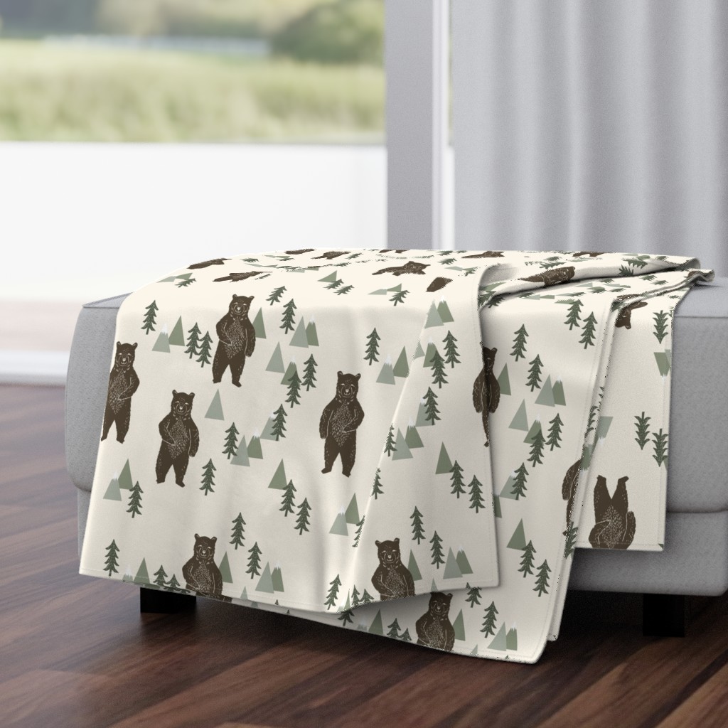 forest bear // brown cream green outdoors boys kids 