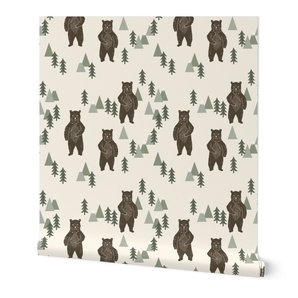 forest bear // brown cream green outdoors boys kids 