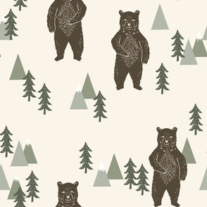 forest bear // brown cream green outdoors boys kids 