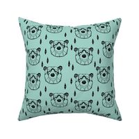 geo bear head // geometric bear mint kids blue boy nursery geometric 