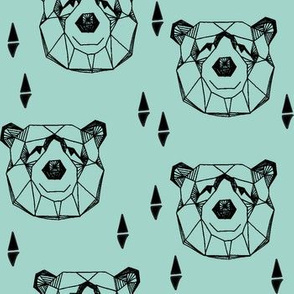 geo bear head // geometric bear mint kids blue boy nursery geometric 