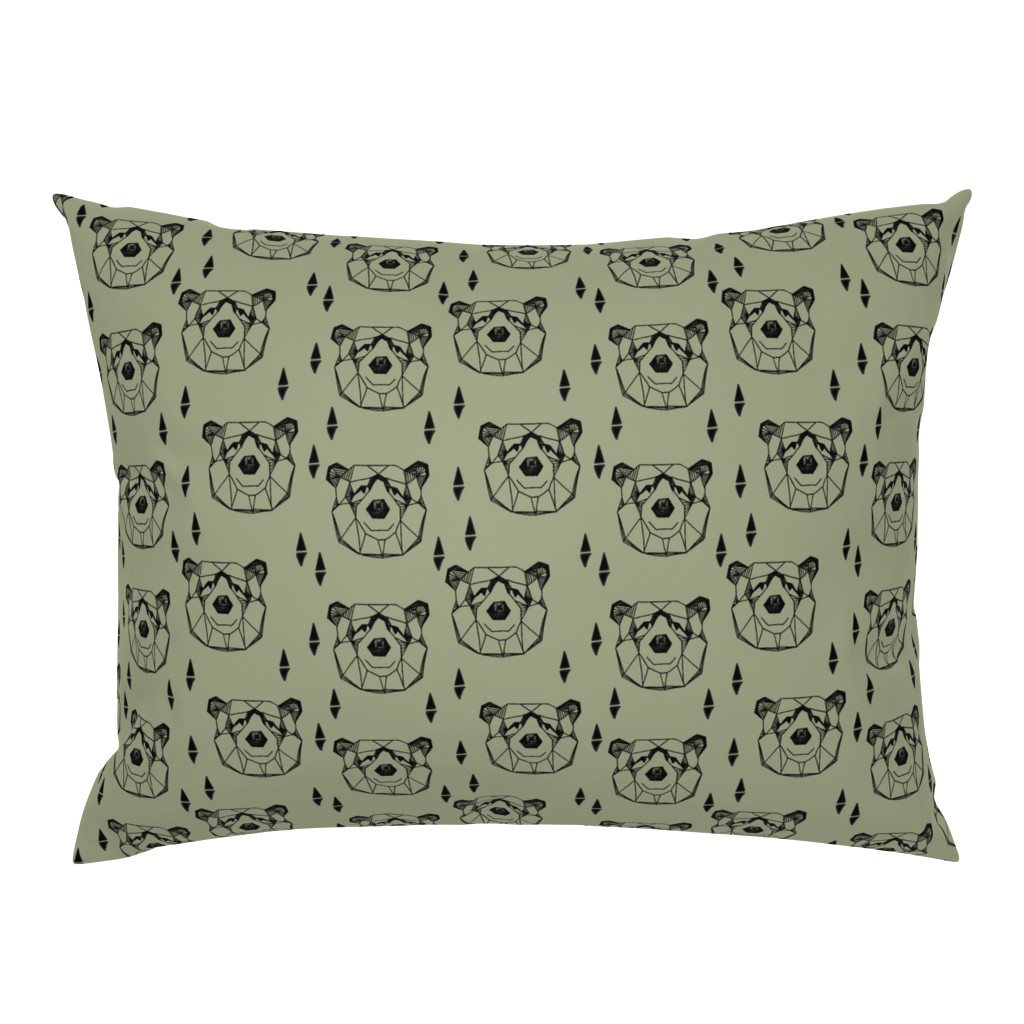 Geometric Bear Head //artichoke green boys kids nursery baby 