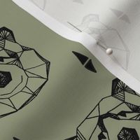 Geometric Bear Head //artichoke green boys kids nursery baby 