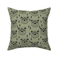 Geometric Bear Head //artichoke green boys kids nursery baby 