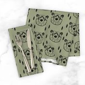 Geometric Bear Head //artichoke green boys kids nursery baby 