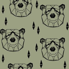 Geometric Bear Head //artichoke green boys kids nursery baby 