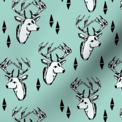 geo deer head // pale turquoise design andrea lauren geometric fabric deer design 