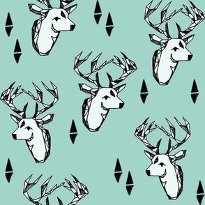 geo deer head // pale turquoise design andrea lauren geometric fabric deer design 