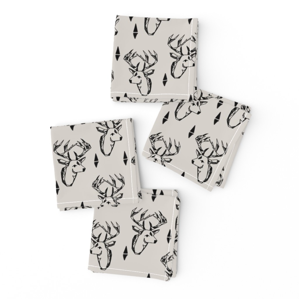 geo deer head // grey deer head fabric andrea lauren deer nursery baby fabric