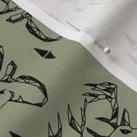 geo deer head // artichoke green fabric andrea lauren deer fabric geometric design