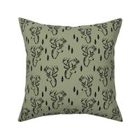 geo deer head // artichoke green fabric andrea lauren deer fabric geometric design