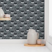 fox head // charcoal grey fox geometric animal cute kids gender neutral boys design