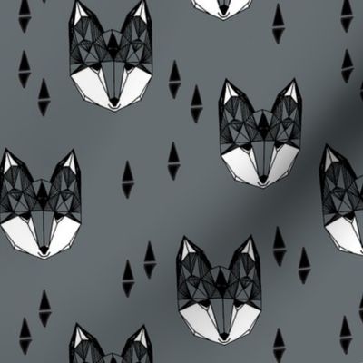 fox head // charcoal grey fox geometric animal cute kids gender neutral boys design