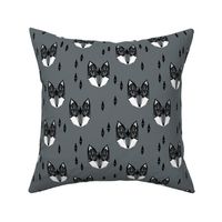 fox head // charcoal grey fox geometric animal cute kids gender neutral boys design