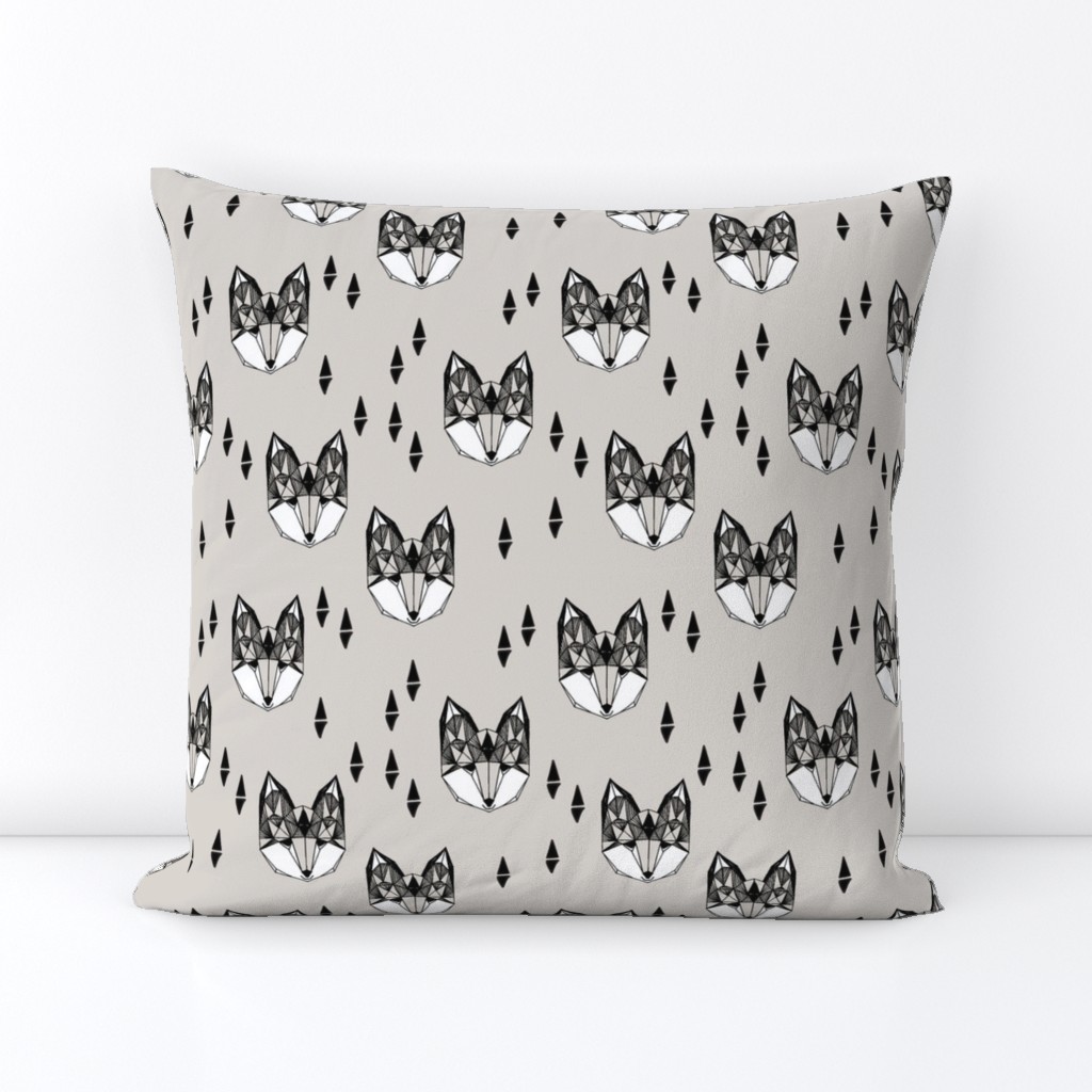 fox // geometric fox head woodland animals grey nursery baby baby boy kids design