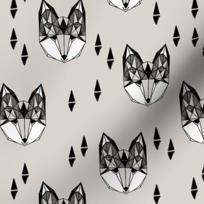 fox // geometric fox head woodland animals grey nursery baby baby boy kids design