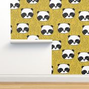 panda // mustard yellow panda head cute illustration andrea lauren fabric scandi nursery baby panda head