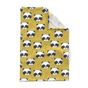 panda // mustard yellow panda head cute illustration andrea lauren fabric scandi nursery baby panda head