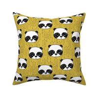 panda // mustard yellow panda head cute illustration andrea lauren fabric scandi nursery baby panda head