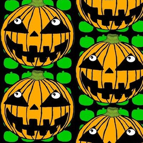 orange Pumpkin Jack O' Lantern green black