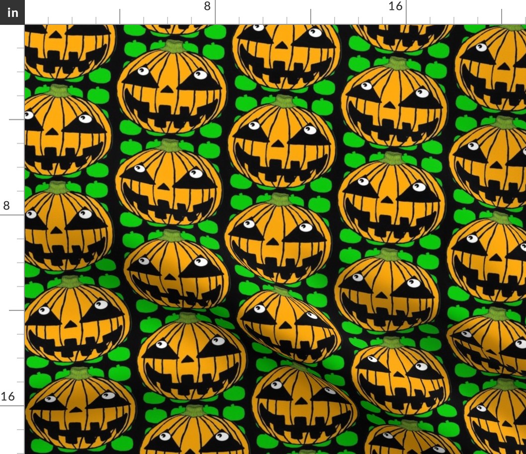 orange Pumpkin Jack O' Lantern green black