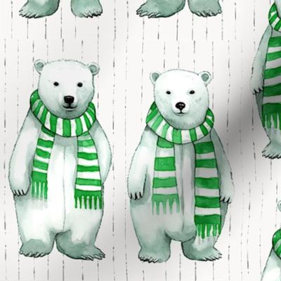 Polar Bears Wearing Green Scarves