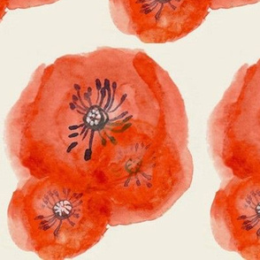 Red Watercolor Poppies