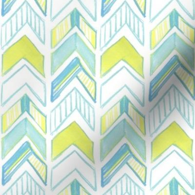 Chalk Chevron in Yellow and Blue