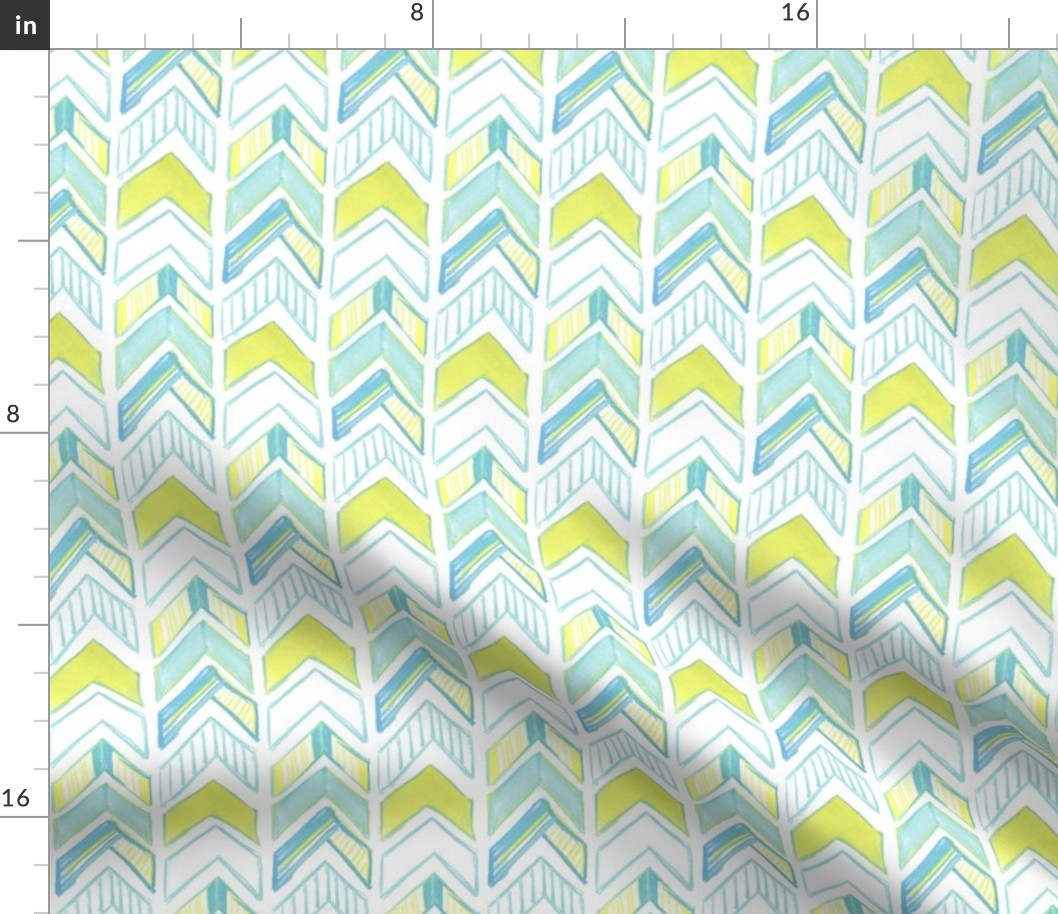 Chalk Chevron in Yellow and Blue