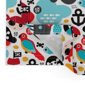 Pirate ship and parrot saling boat adventure theme for boys