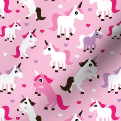 Pink unicorn horse love pink girls fabric