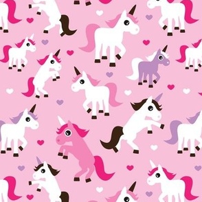 Pink unicorn horse love pink girls fabric