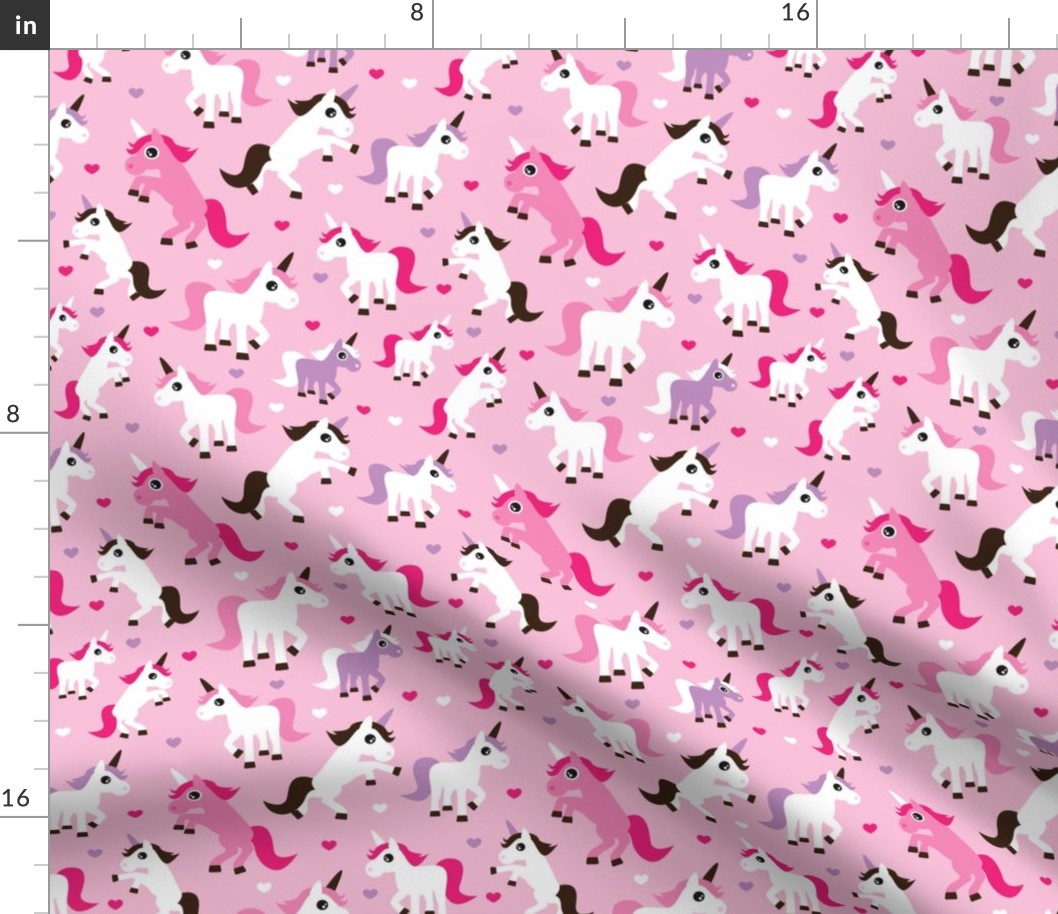 Pink unicorn horse love pink girls fabric