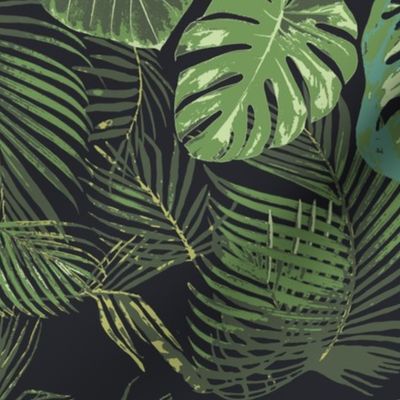 Monstera and other tropical leaves