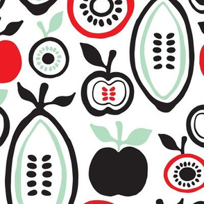 Retro fruit organic garden apples pears  illustration