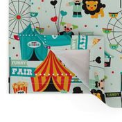 Circus animal fun fair lion fair big wheel and popcornprint