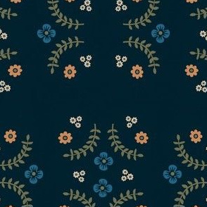 Navy Ferns and Flowers V.2