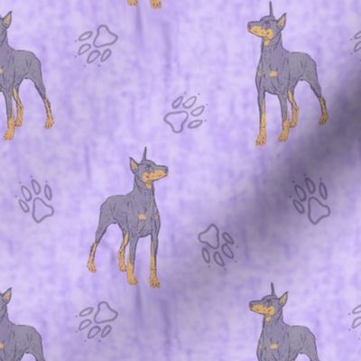 Posing Dobermans - purple