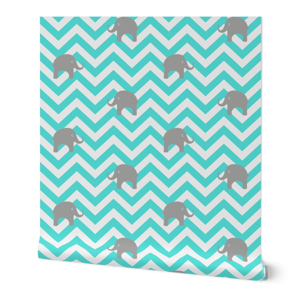 Baby Elephants in Aqua